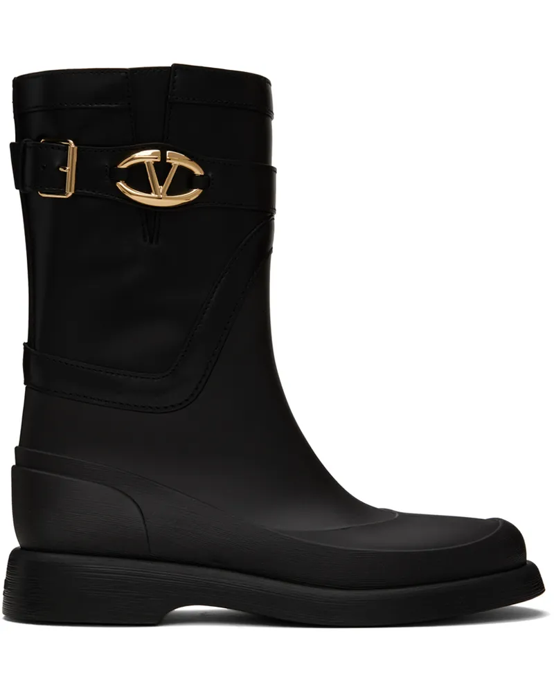 Valentino Garavani Black VLogo The Bold Edition Rain Boots 0no