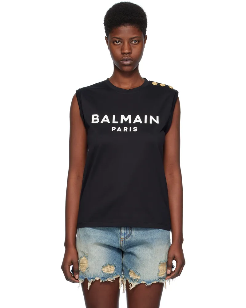 Balmain Black 3-Button Tank Top Eab