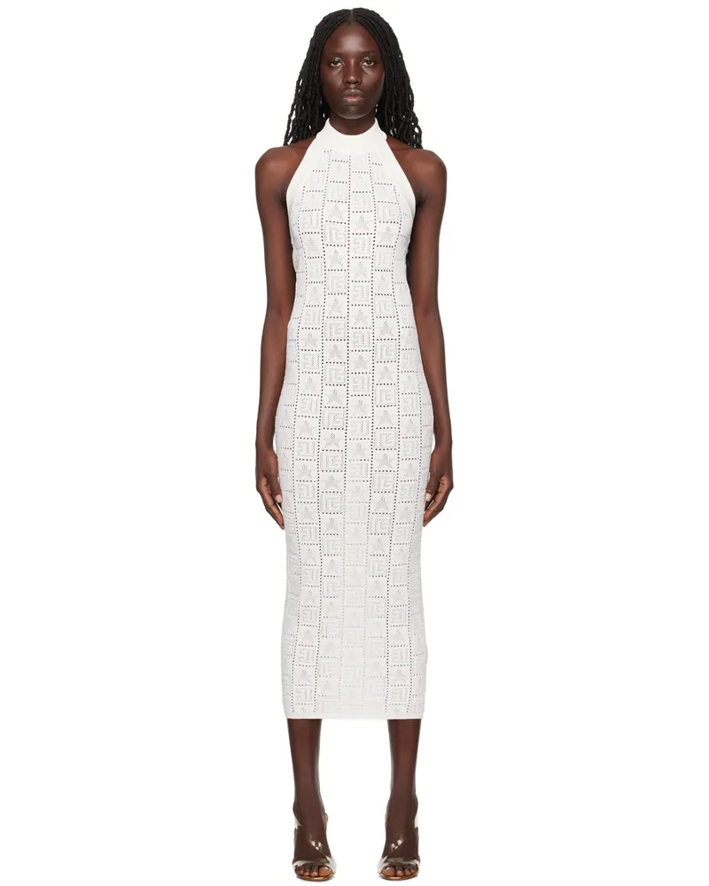Balmain White Halter Midi Dress 0fa