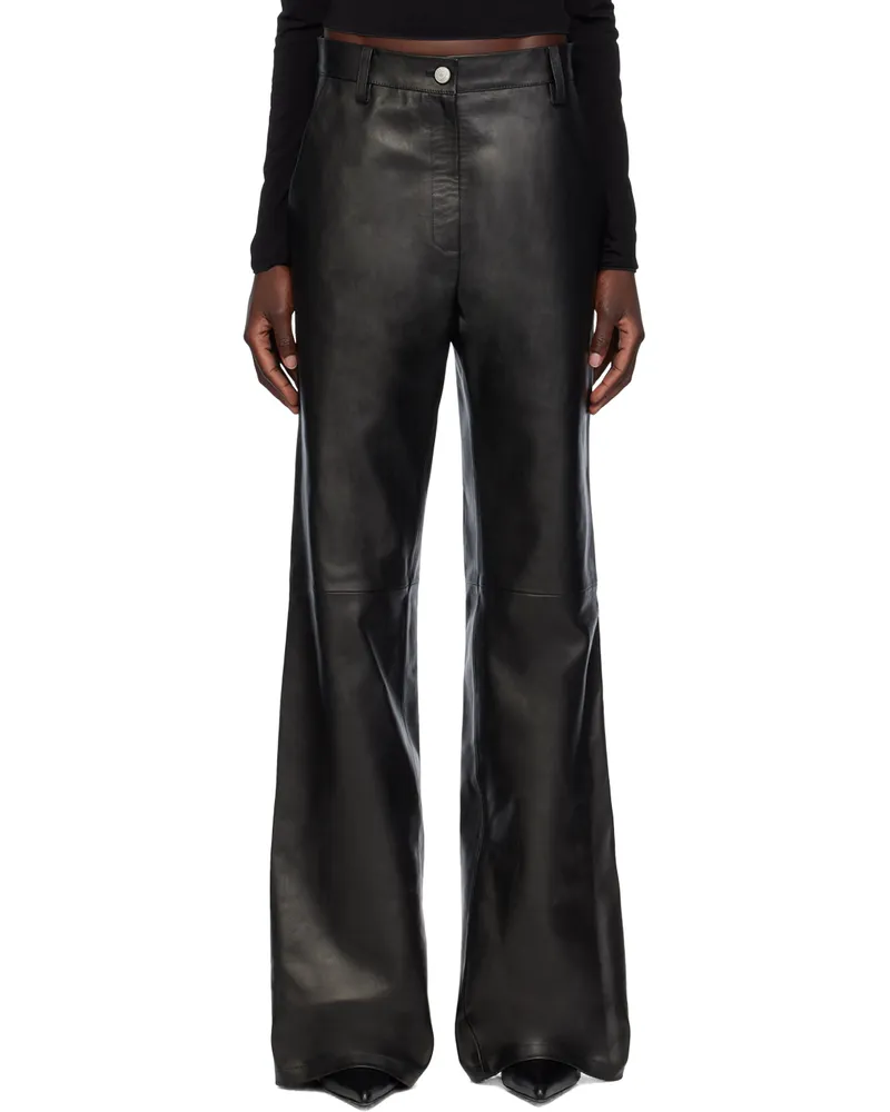 Magda Butrym Black Paneled Leather Pants Black