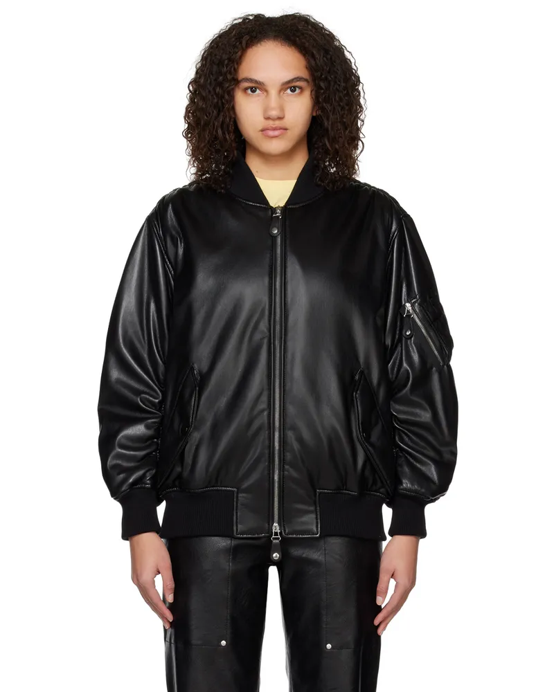 Stella McCartney Black Alter Mat Faux-Leather Bomber Jacket 1000