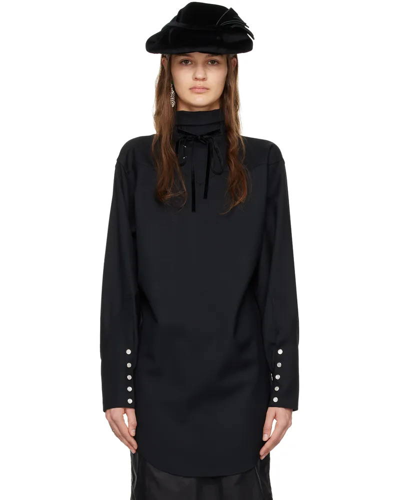 Maison Margiela Black Self-Tie Blouse 900