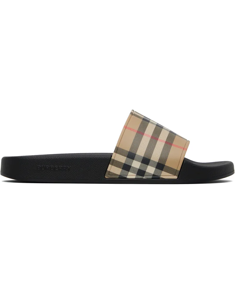 Burberry Beige Check Pool Slides Archive