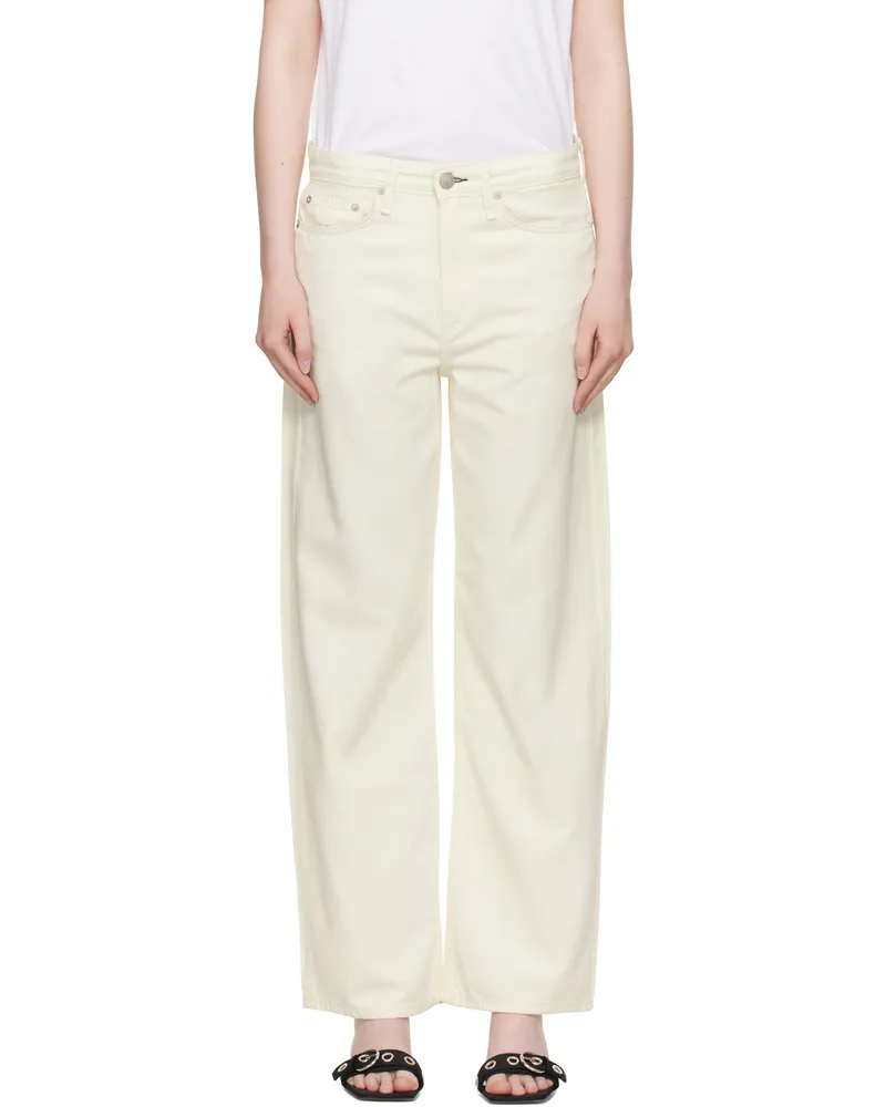 Rag & Bone Off-White Featherweight Logan Wide-Leg Jeans Ecru