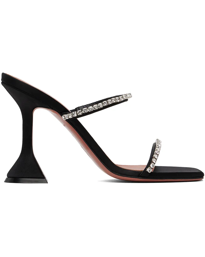 Amina Muaddi Black Gilda Slipper Heeled Sandals Black