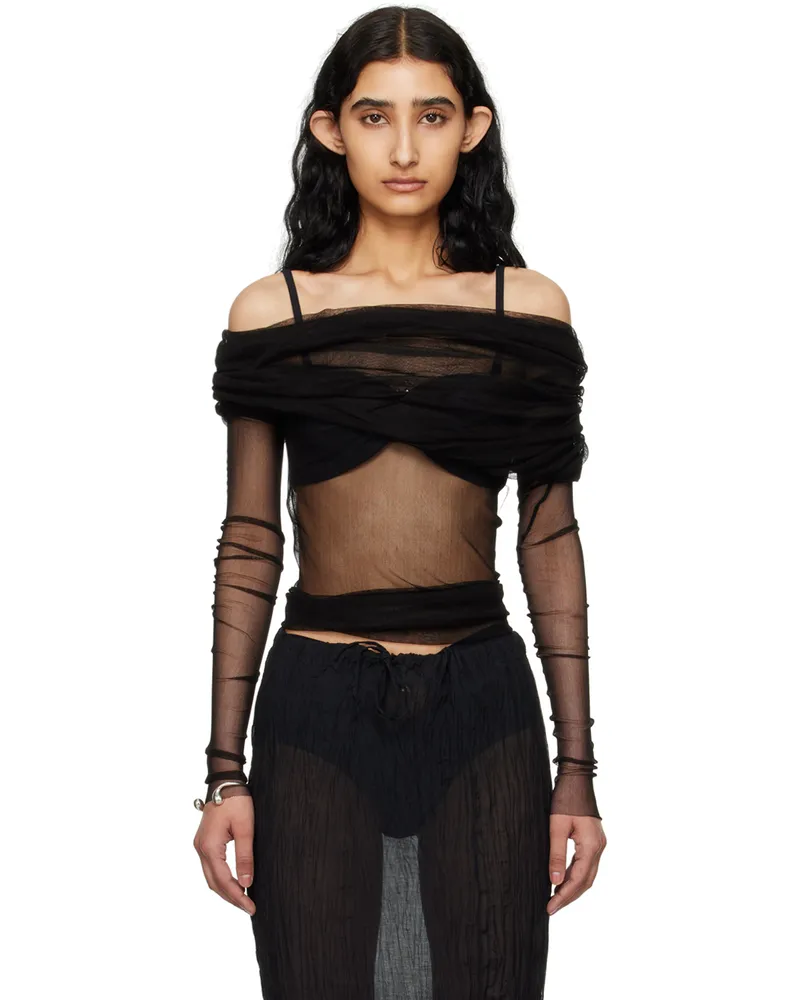 Christopher Esber Black Veiled Blouse Black