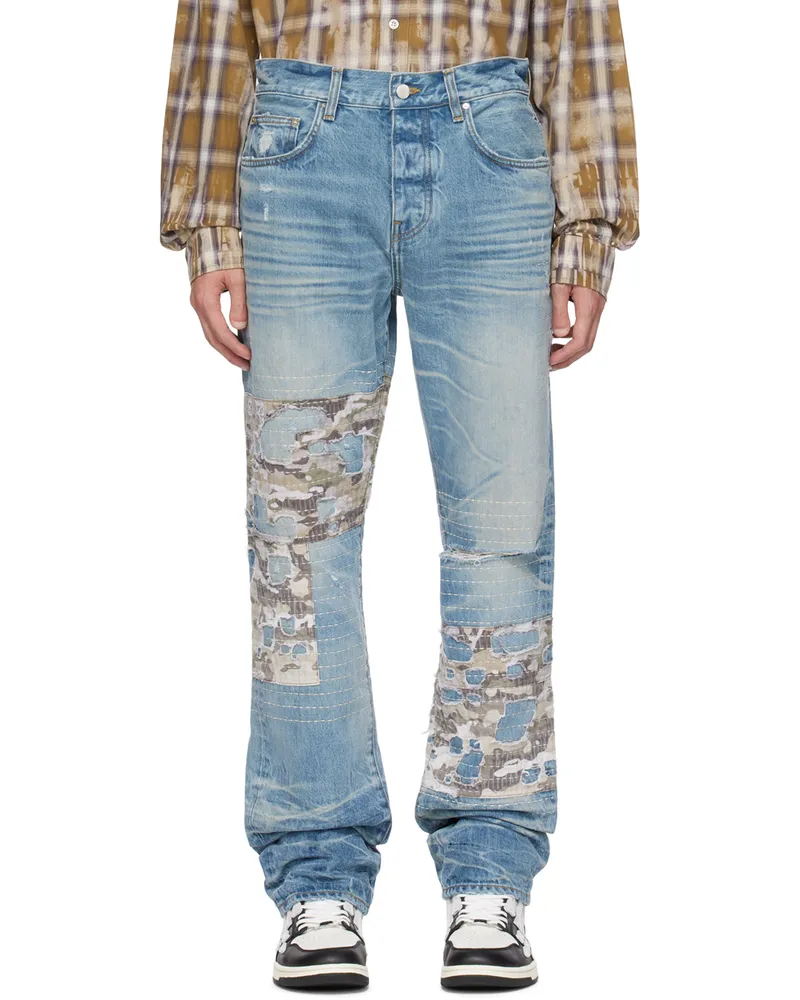 Amiri Indigo Camo Boro Jeans Honeycomb