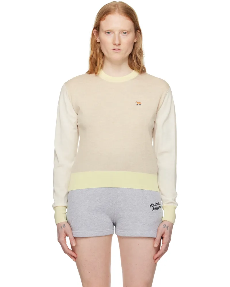 Kitsuné Beige & Green Baby Fox Sweater H218