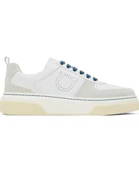 Ferragamo White Leather Sneakers Bianco