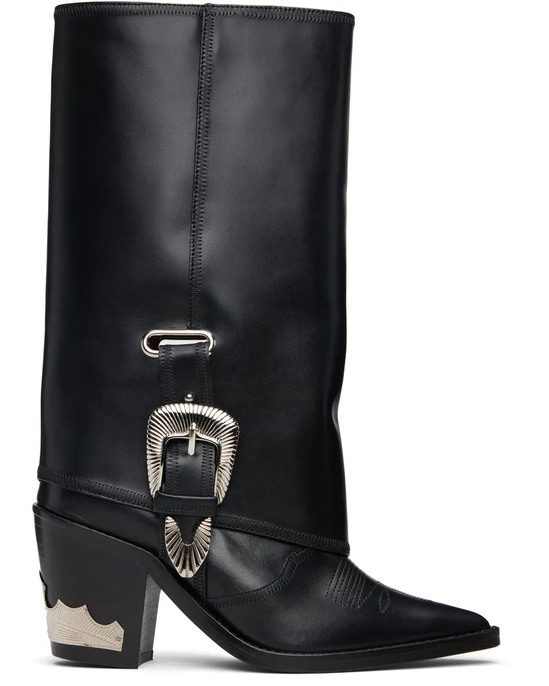 Toga Black Western Style Tall Boot Black