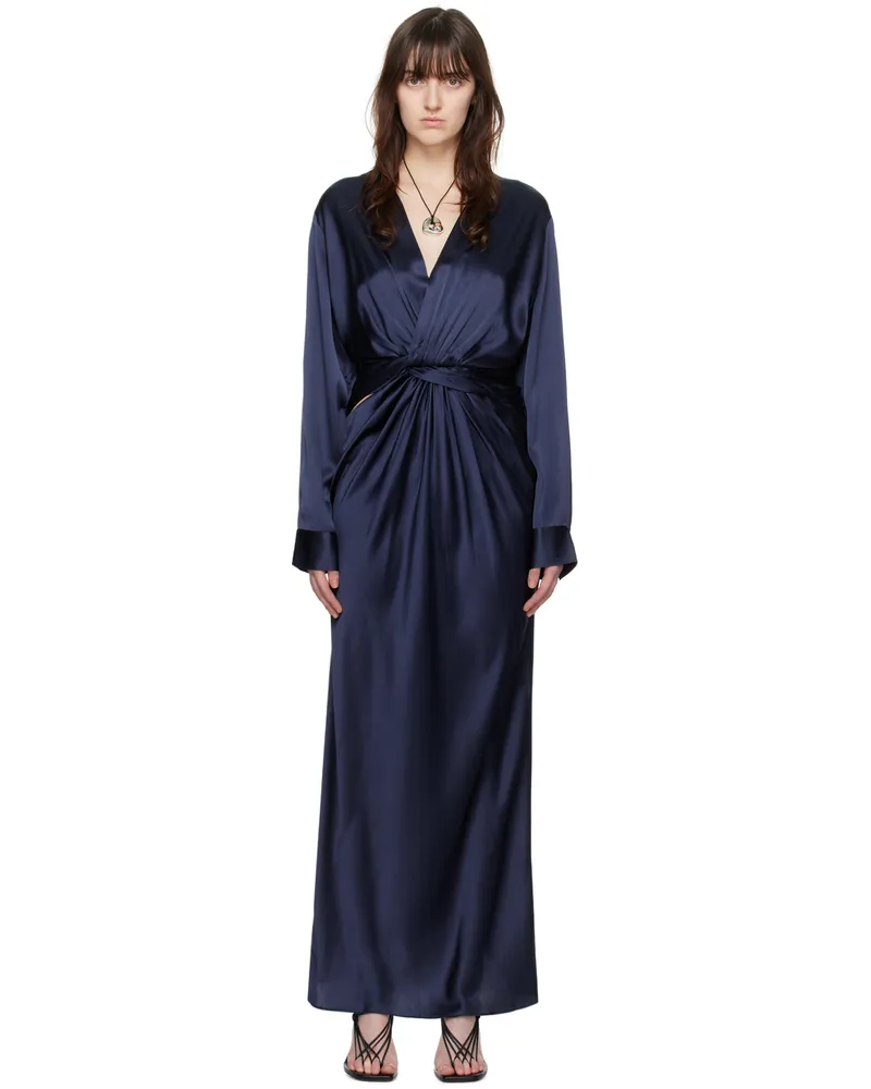 Christopher Esber Navy Triquetra Twist Maxi Dress Ink