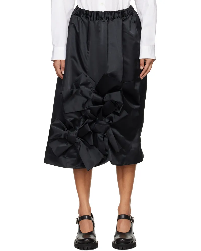 Comme des Garçons Black Satin Midi Skirt 1