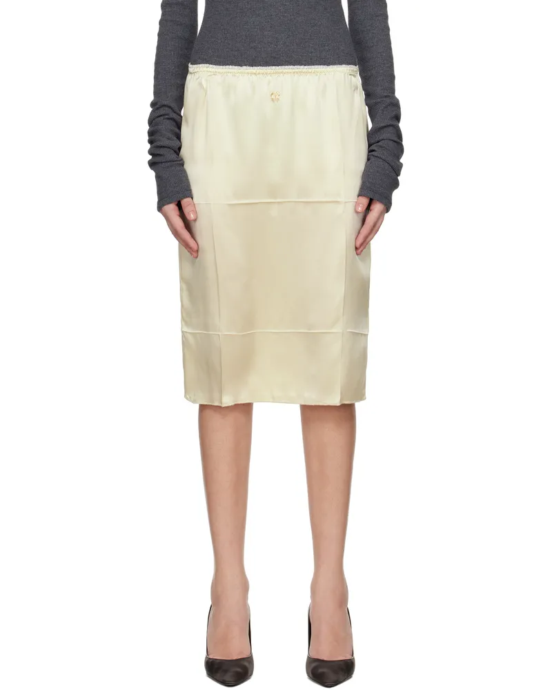 Commission Beige Creased Slip Midi Skirt Cream