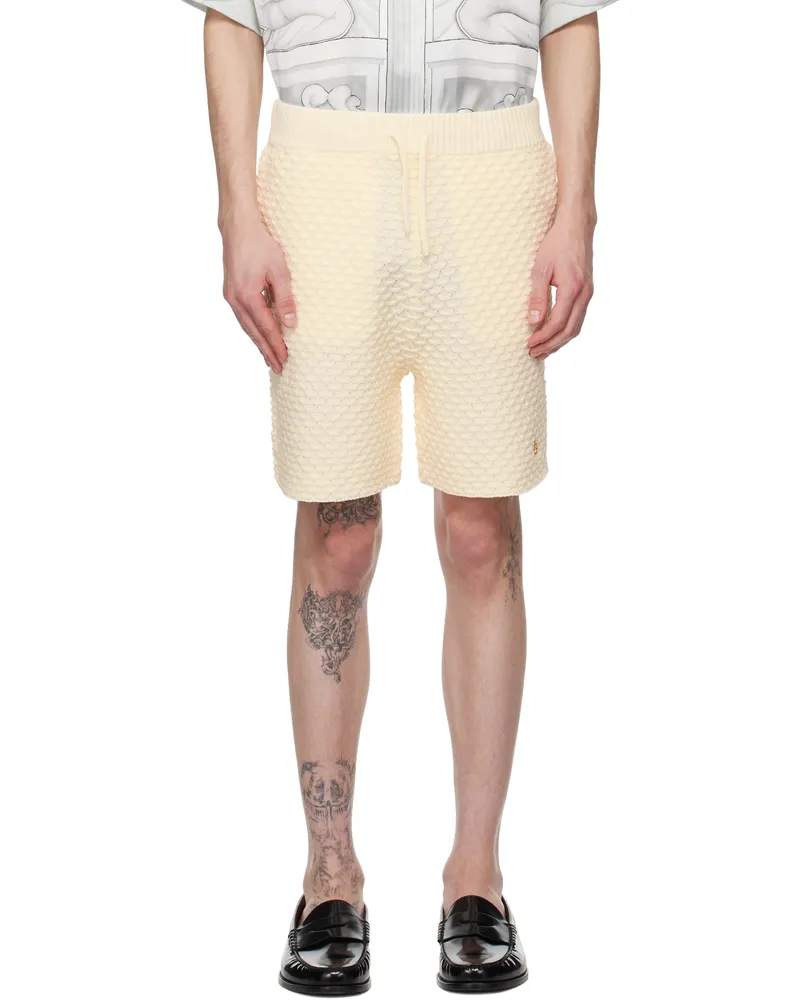 Casablanca Paris Off-White Textured Knitted Shorts