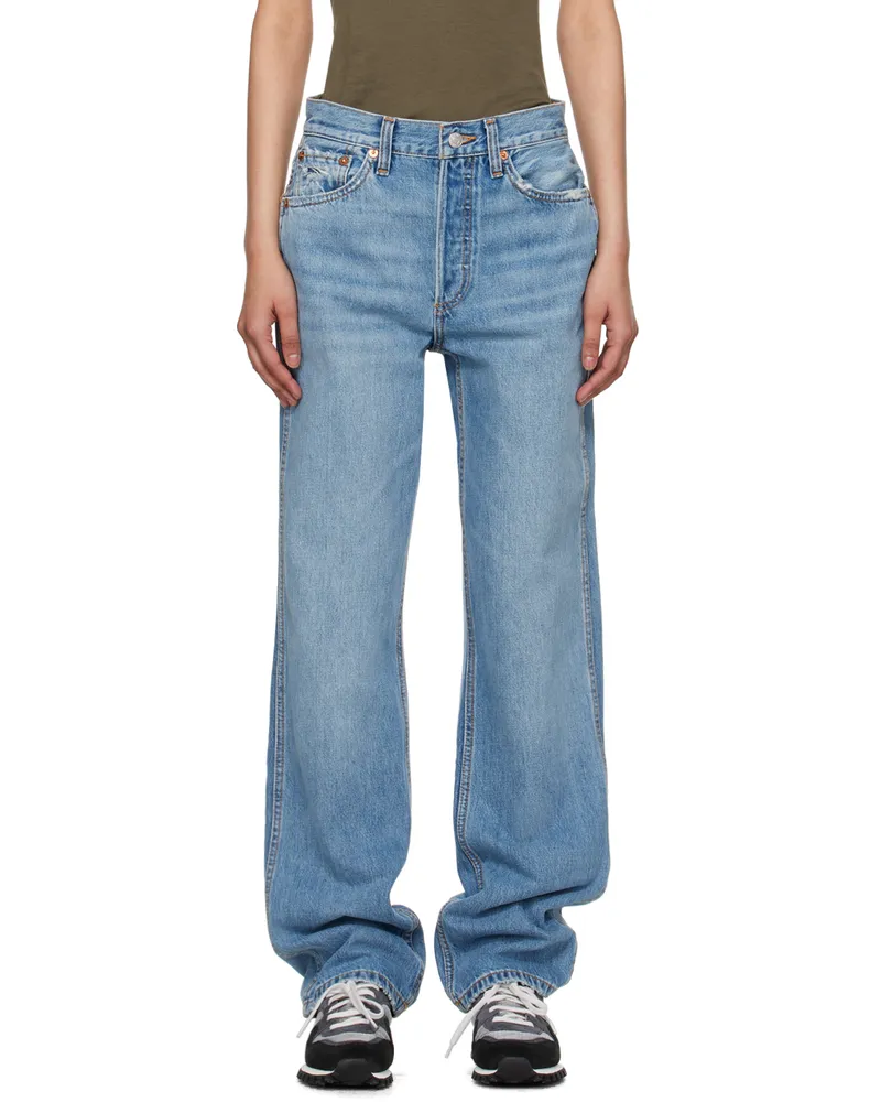 RE/DONE Blue 90s High Rise Loose Jeans Worn