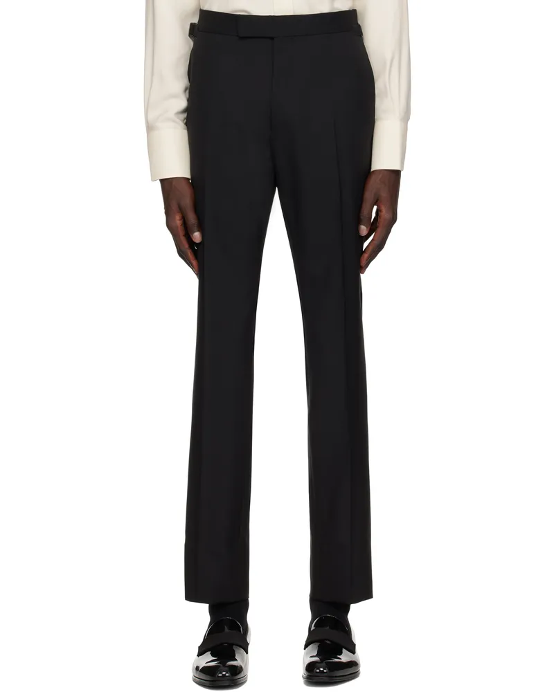 Tom Ford Black Super Plain Weave Shelton Trousers Black