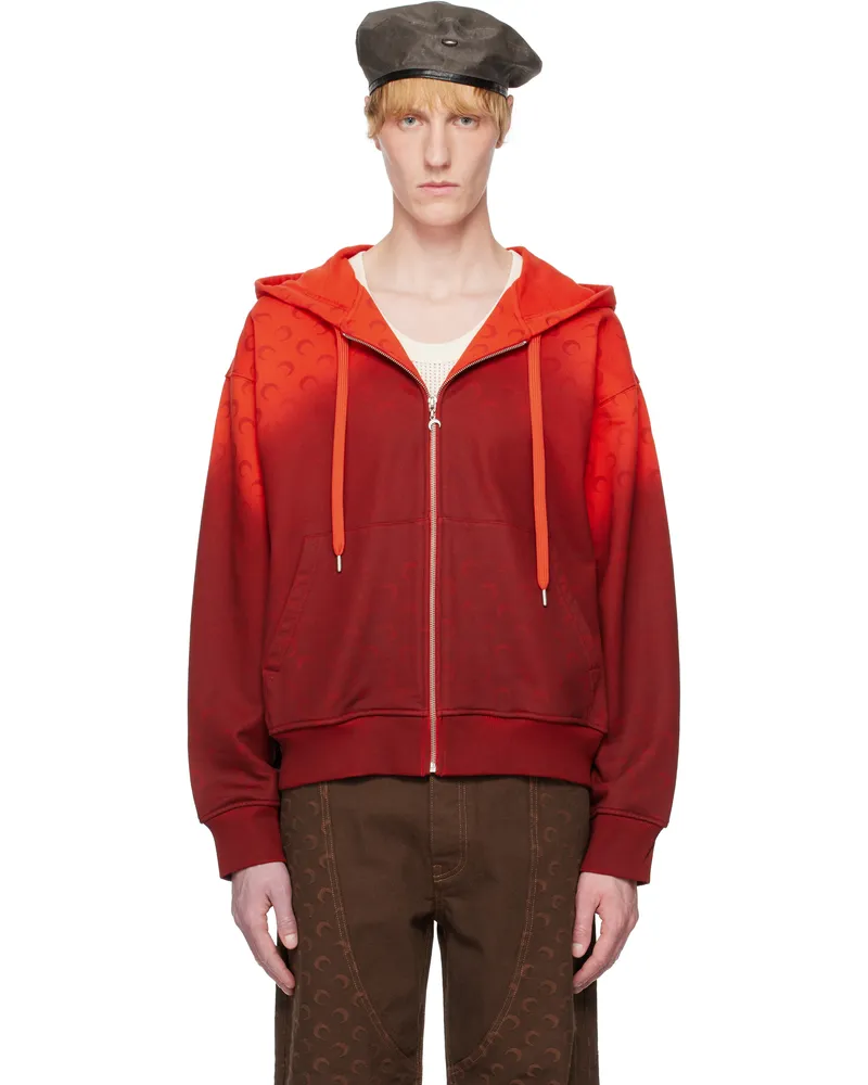 Marine Serre Red Moon Faded Fleece Zipped Hoodie Rd10