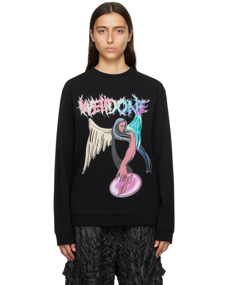 WE 11 DONE Black Printed Sweatshirt Black