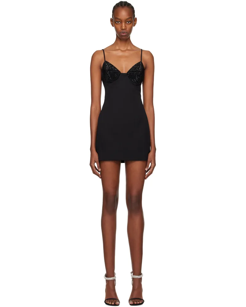 Area Black Crystal-Cut Minidress Black