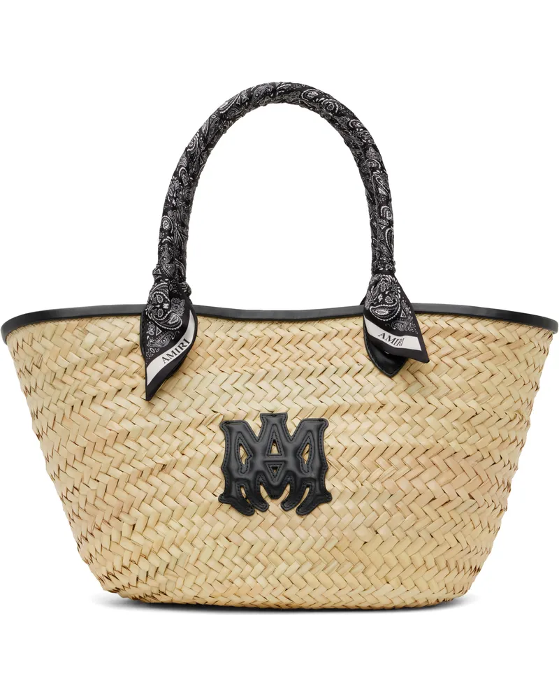 Amiri Beige & Black MA Raffia Macro Tote Black