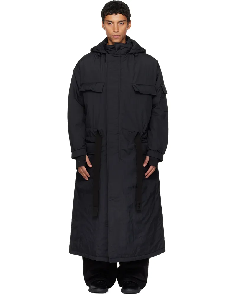 Y-3 Black Padded Hooded Parka Black