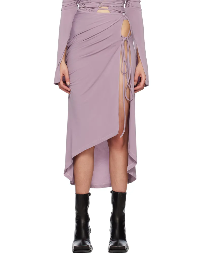 SRVC Purple Ruched Midi Skirt Lilac