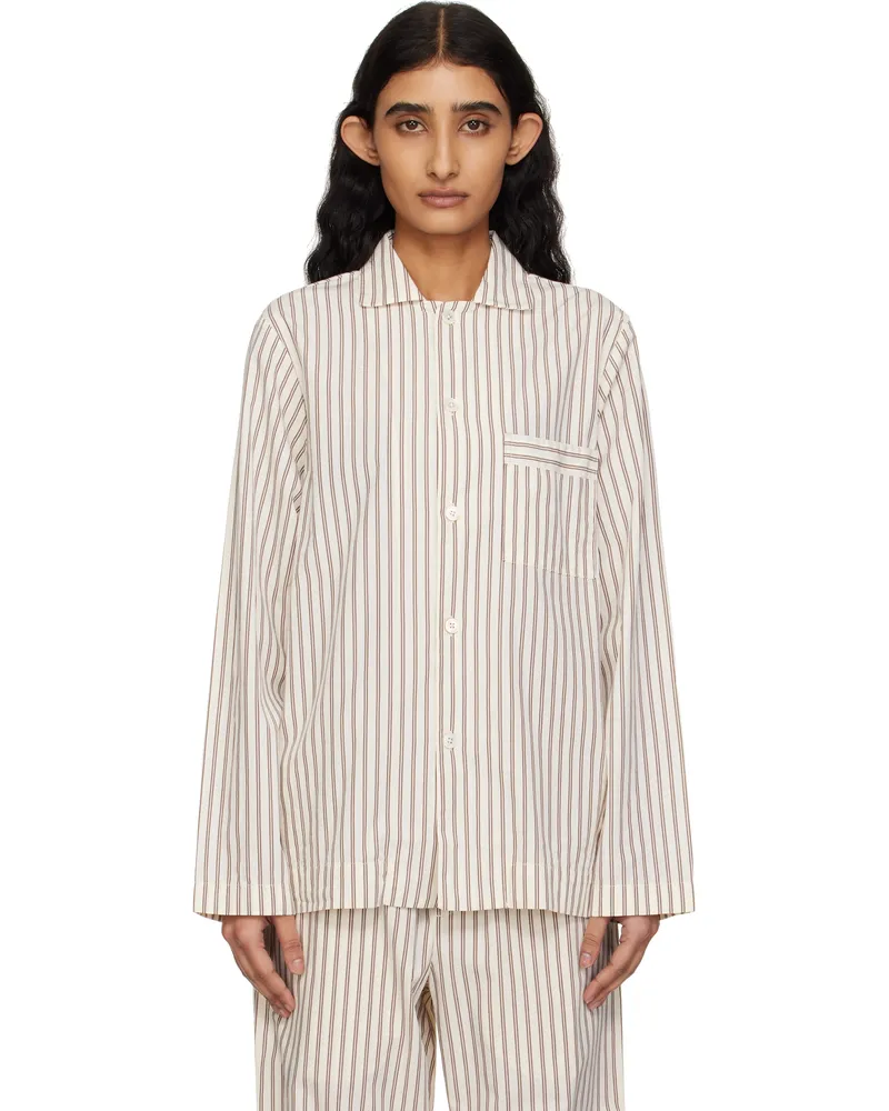 TEKLA Brown & Off-White Poplin Long-Sleeved Pyjama Shirt Hopper