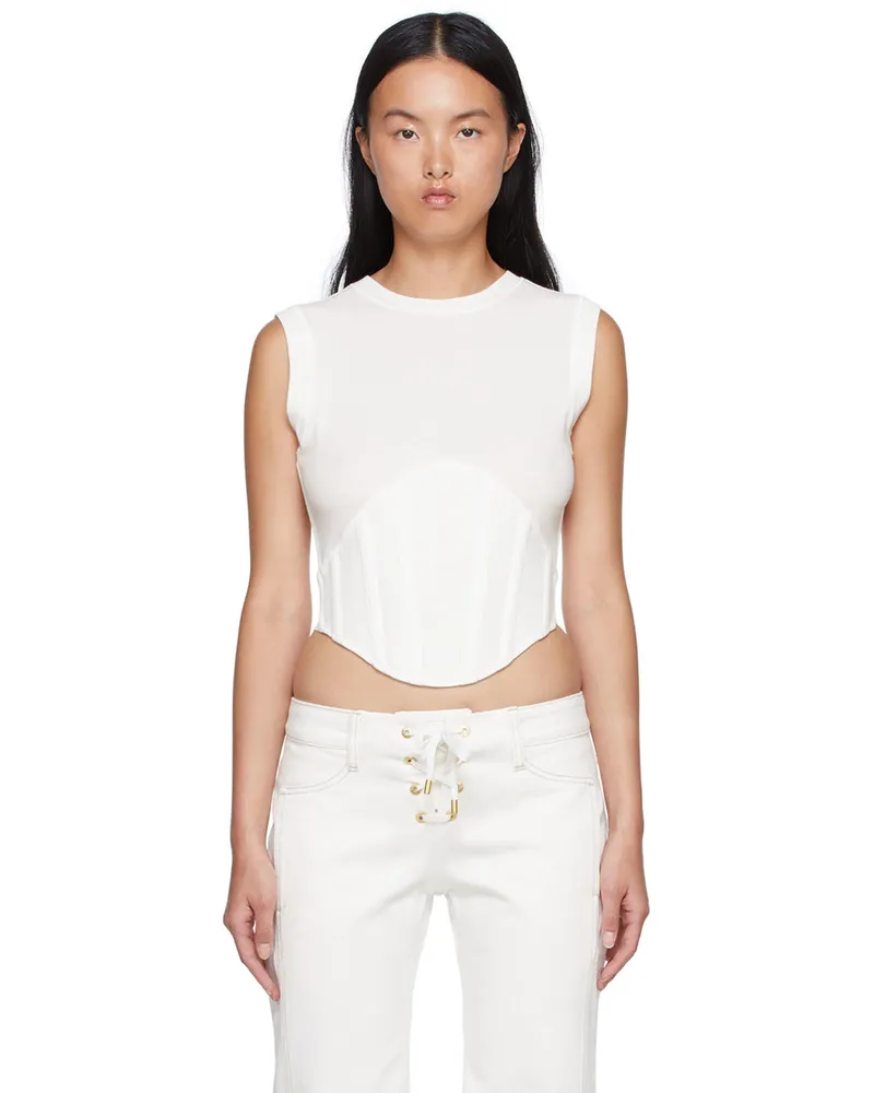 Dion Lee Off-White Cotton Tank Top Ivory