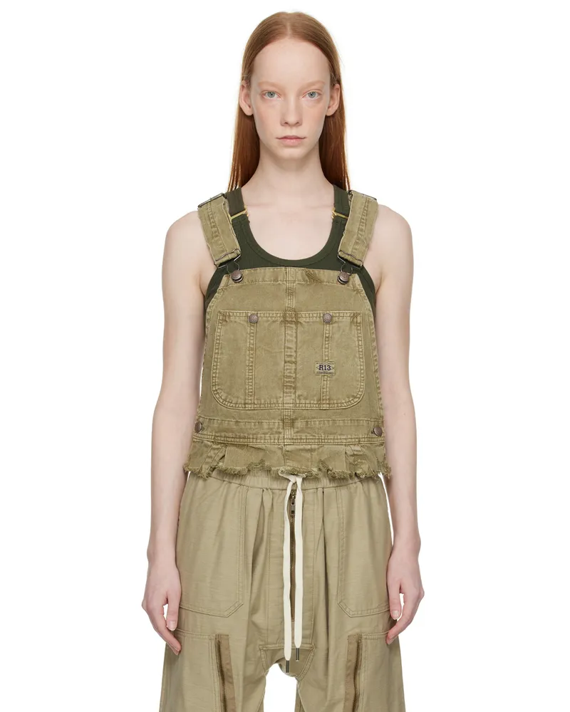 R13 Khaki Damon Denim Tank Top Khaki
