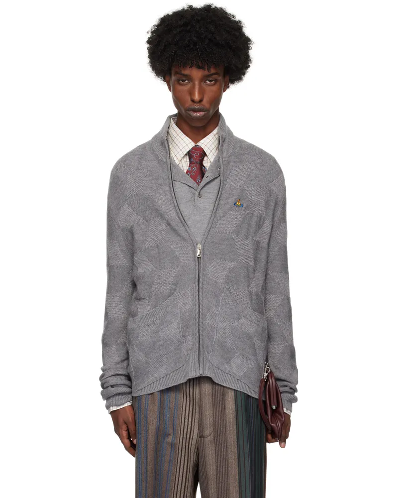 Vivienne Westwood Gray Fisherman Zip-Up Sweater Aw24-p401