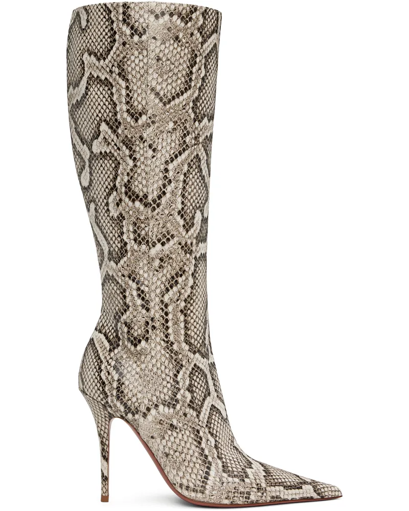 Amina Muaddi Khaki Barbara 105 Tall Boots Snake