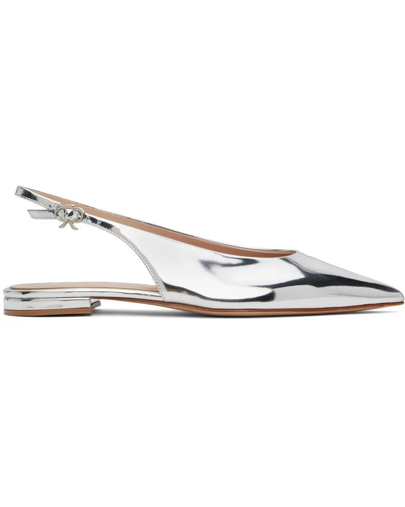 Gianvito Rossi Silver Robbie Sling 05 Ballerina Flats Silver
