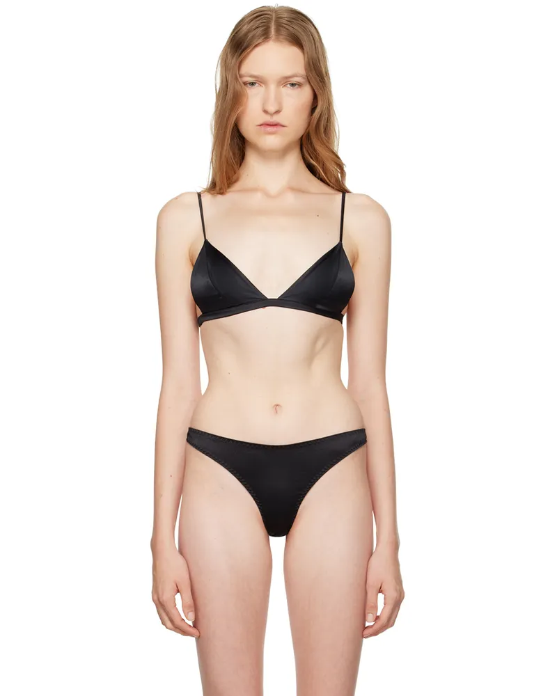 Fleur Du Mal Black Luxe Triangle Bra 0100