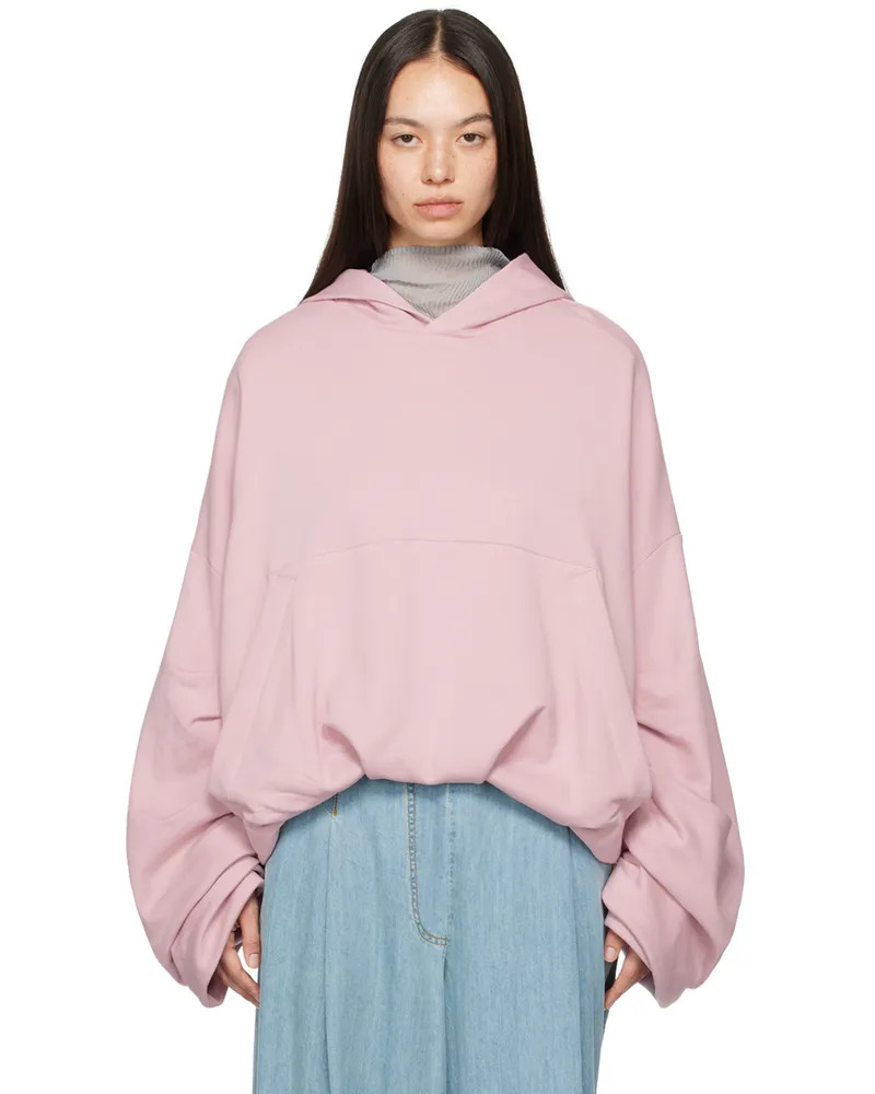 Dries van Noten Pink Draped Hoodie Lpink