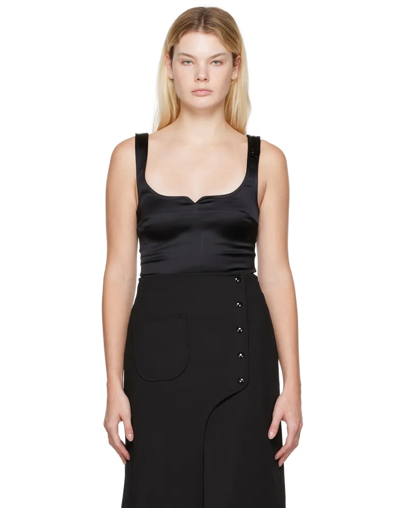 Courrèges Black Square Tank Top Black