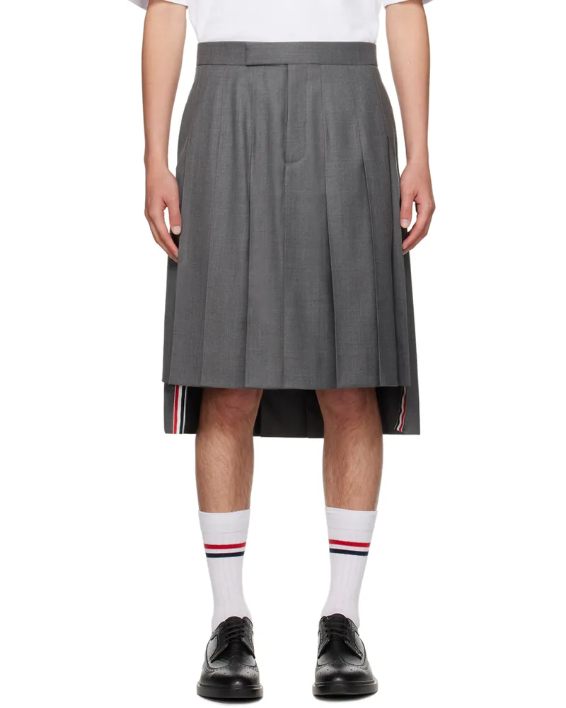 Thom Browne Gray Pleated Midi Skirt Med