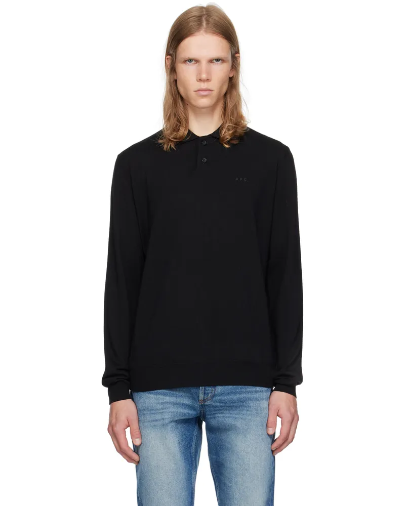 A.P.C. Black Jacob Embroidered Logo Polo Lzz