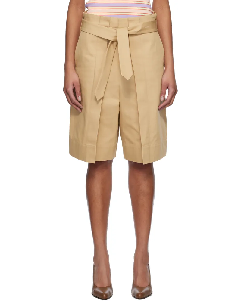J.W.Anderson Beige Folded Front Pleat Shorts 132