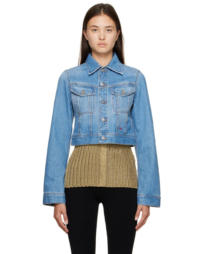 Victoria Beckham Blue Shrunken Denim Jacket 7818