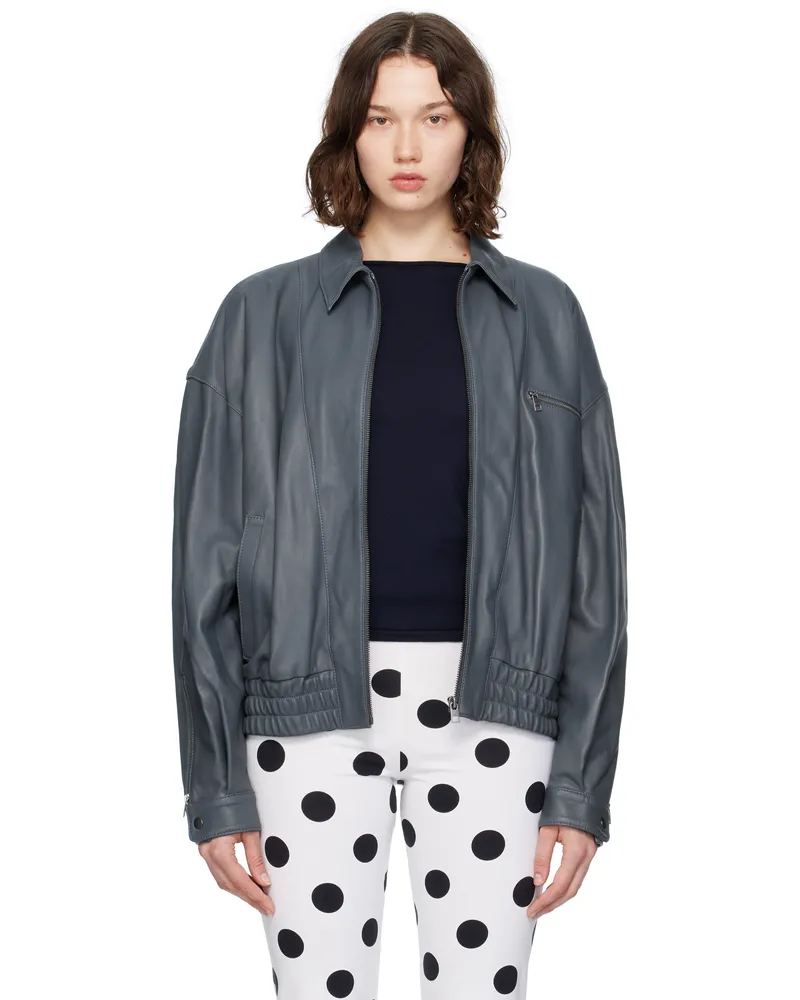 Paloma Wool Blue Lora Leather Jacket 124