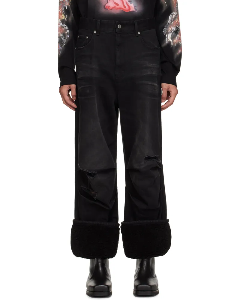 WE 11 DONE Black Faded Jeans Black