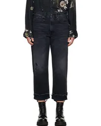 R13 Black Mid-Rise Straight Boyfriend Jeans Jake