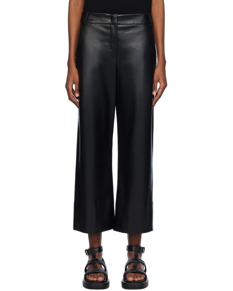 Max Mara Black Soprano Faux-Leather Trousers 002