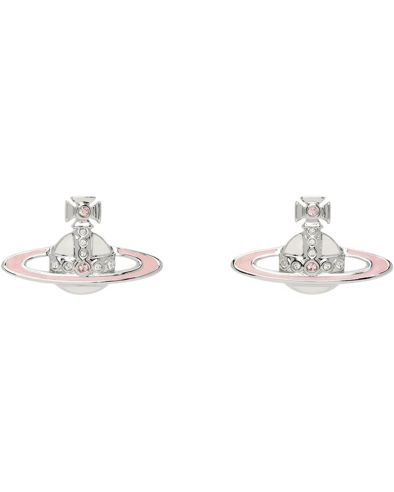 Vivienne Westwood Silver & Pink Small Neo Bas Relief Earrings P439