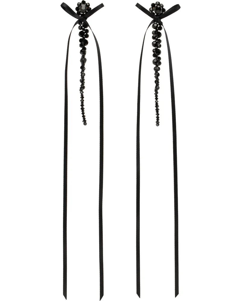 Simone Rocha Black Bow Ribbon Drip Earrings Jet