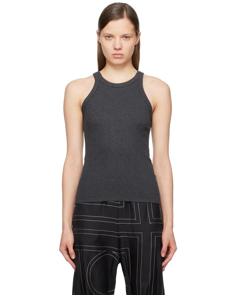 Totême Gray Curved Rib Tank Top Charcoal