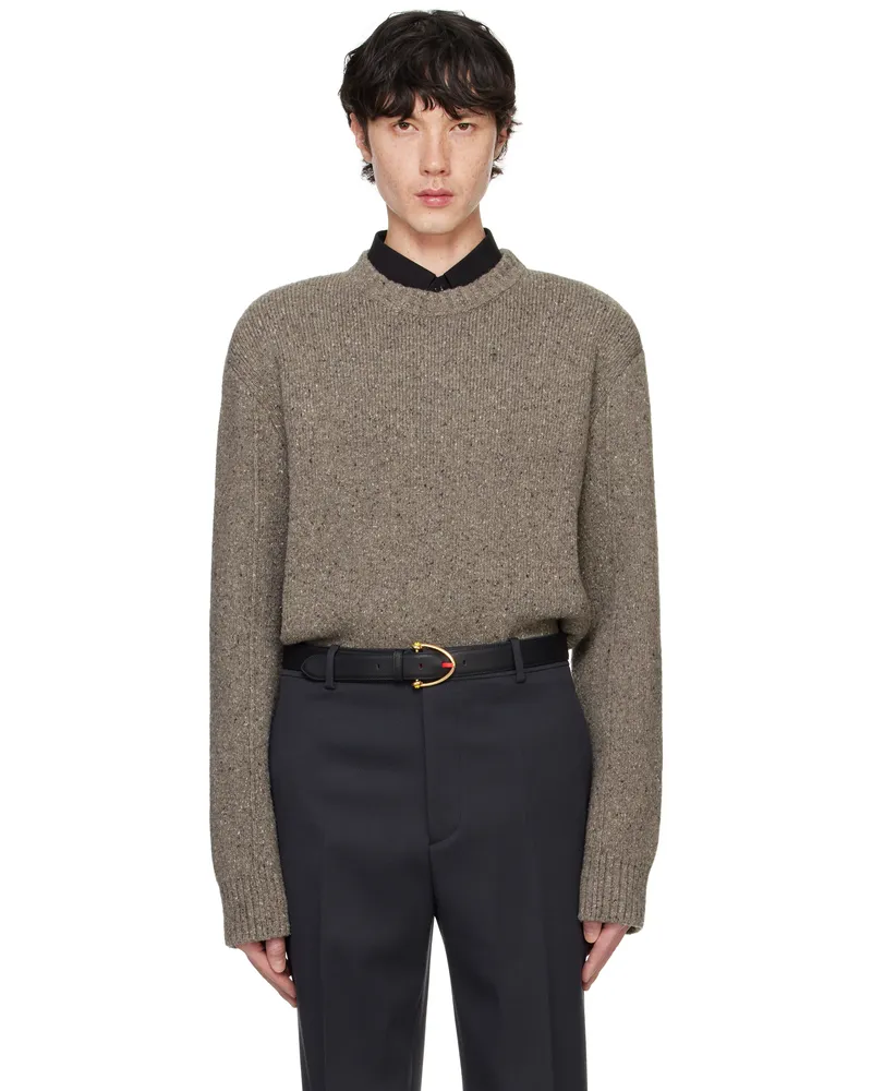 Bottega Veneta Taupe Wool Tailored Sweater Riverbed
