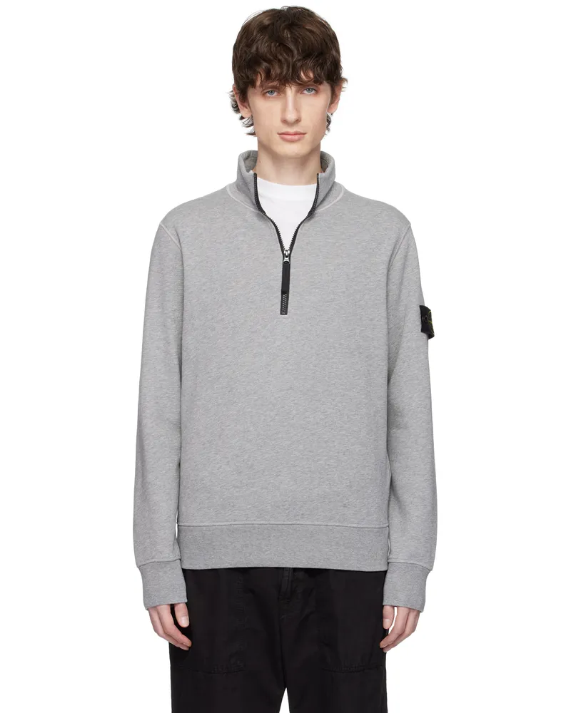 Stone Island Gray Organic Cotton Fleece Sweatshirt V0m64