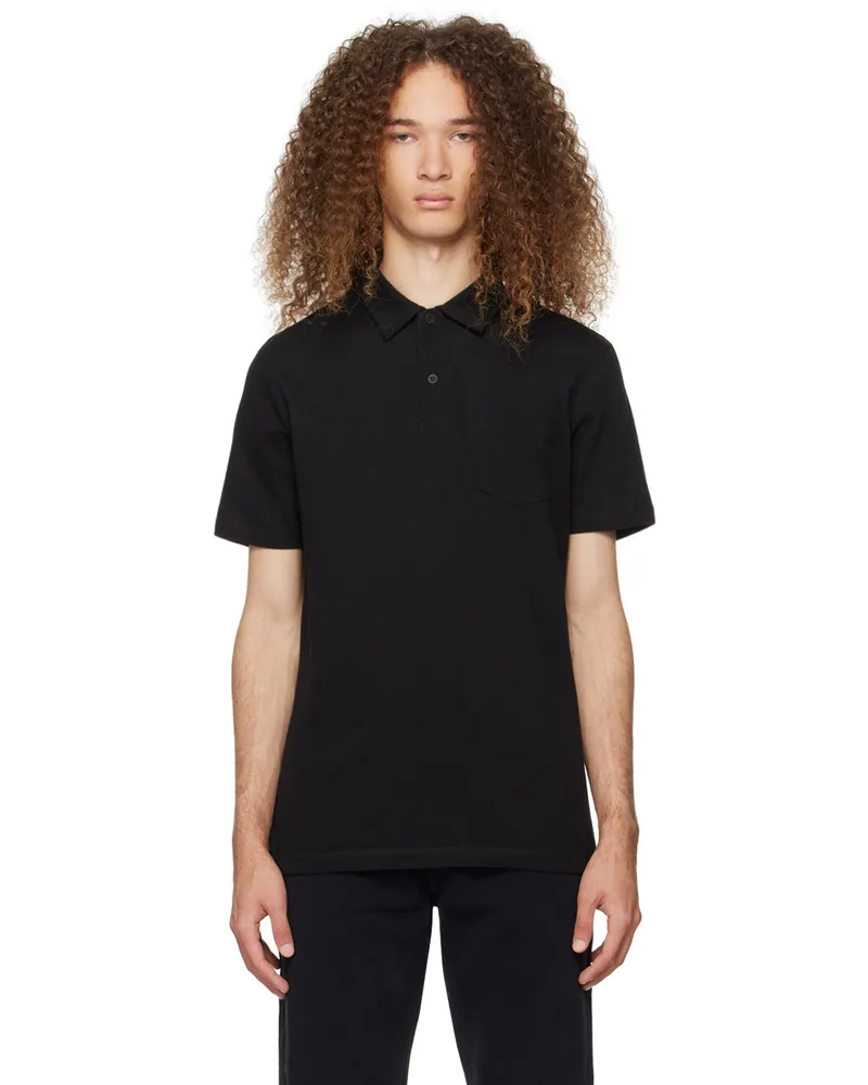 Sunspel Black Riviera Polo Black