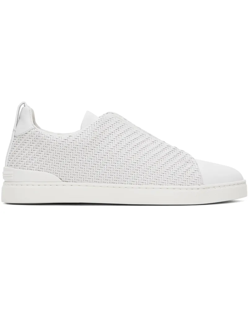 Ermenegildo Zegna White Triple Stitch Sneakers Bia